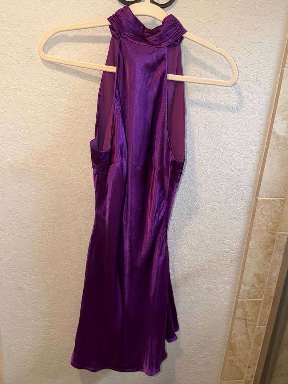 Meshki Purple Satin Halter dress